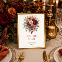 Glam Bourgogne Or Floral Rouge Profond personnalis