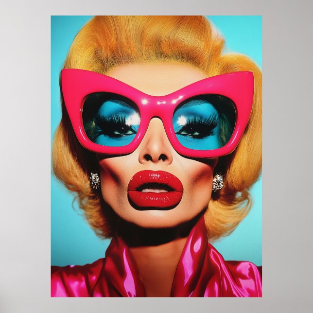 Poster Glam Diva dans les tons rétro (Devant)