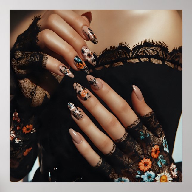Poster Glam mode luxe ongles d'été art photo (Devant)