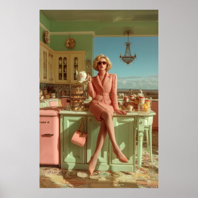 Poster Glam vintage dans la cuisine (Devant)
