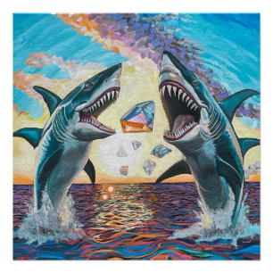 Poster Glamour Chomp-Shark Dressage pour les gemmes brill