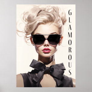 Poster Glamour Modèle mode noir Bow
