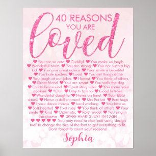 Poster Glamour rose 40e anniversaire 40 raisons Pourquoi