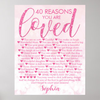 Poster Glamour rose 40e anniversaire 40 raisons Pourquoi