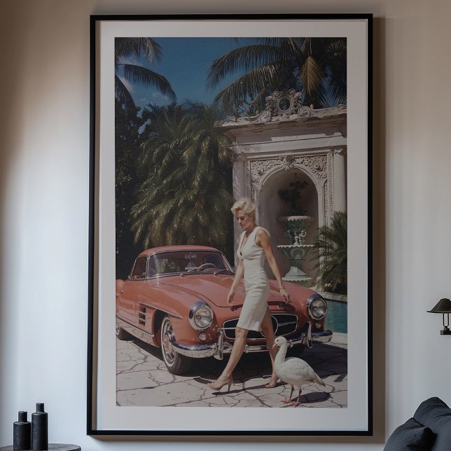 Poster Glamour vintage : Femme chic et voiture classique (Créateur téléchargé)