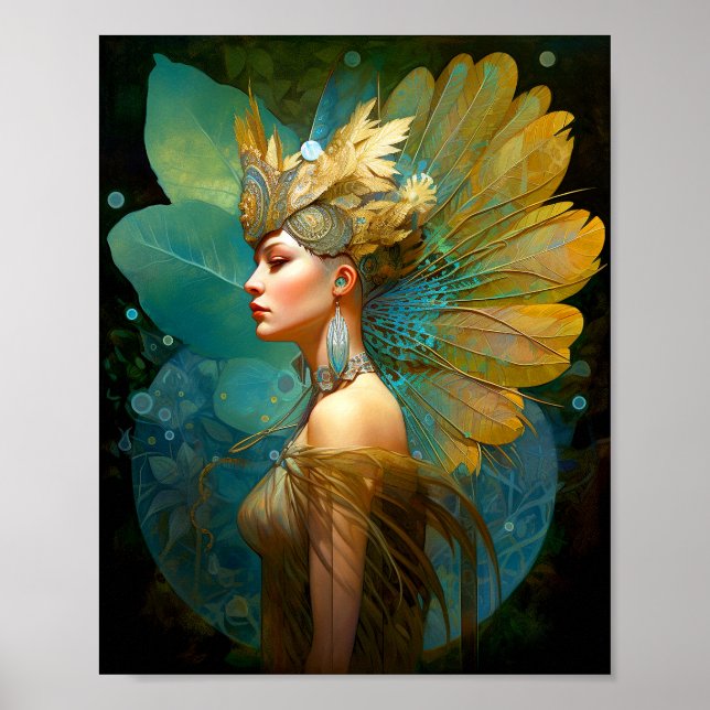 Poster Glamourous Fairy Woman Imaginaire Art (Devant)