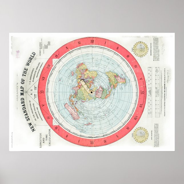 Poster Gleason's NEW STANDARD MAP OF THE WORLD - High Rez (Devant)