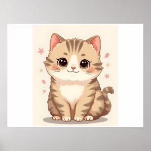 Poster Gleeful Chat : Sweet Kawaii Kitten Art pour n'impo