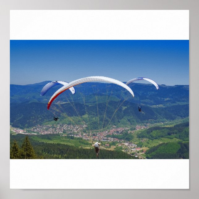 Poster Gleitschirmflieger im Schwarzwald (Devant)