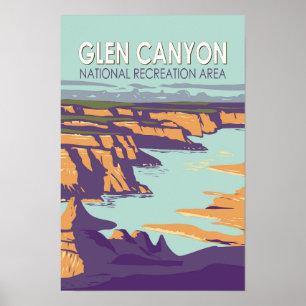 Poster Glen Canyon Lake Powell Voyage Art Rétro