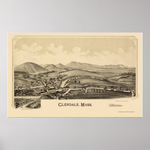 Poster Glendale, MA Carte panoramique - 1890