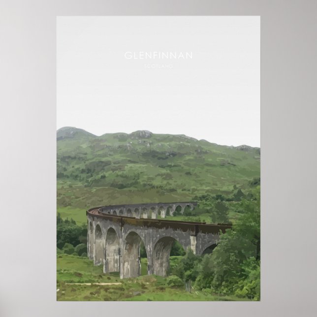 Poster Glenfinnan Viaduc, Scotland Travel Artwork (Devant)