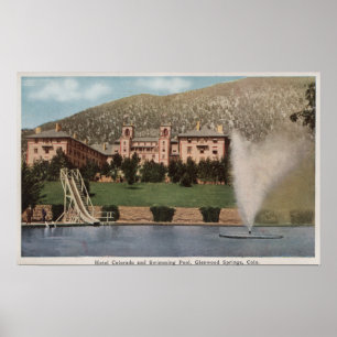 Poster Glenwood Springs, CO - Vue de l'hôtel CO & Pool