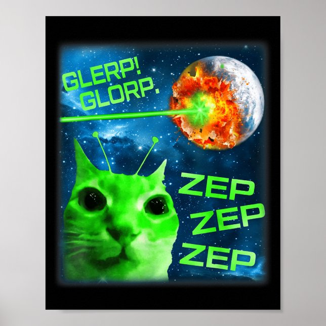 Poster Glerp Glorp Funny Alien Cat Brainrot Meme  (Devant)