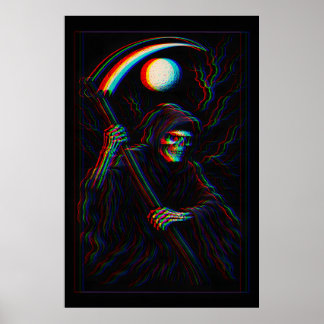 Poster Glitch Reaper – Mort sinistre en RGB
