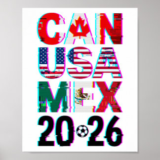 Poster Glitched CAN USA MEX 2026  – World Cup Soccer 
