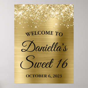 Poster Glitterie brillante or pâle glam doux 16 Bienvenue