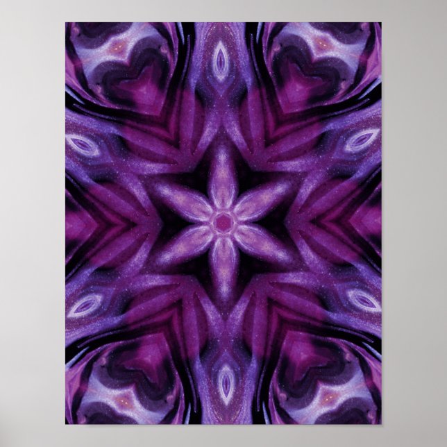 Poster Glitterie Purple Kaleidoscope Coeurs Gradient (Devant)