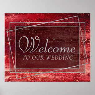 Poster Glitzy Foil Henna Crimson Red Sparkson Bienvenue