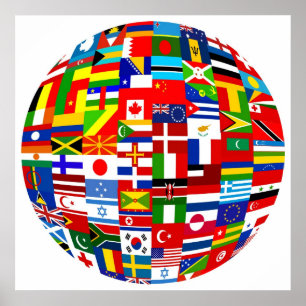 Poster Globe de drapeau