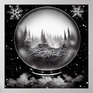 Poster Globe du paysage d'hiver