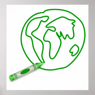 Poster Globe vert de crayon