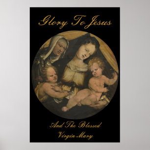 POSTER GLOIRE À JÉSUS ET À LA VIERGE BÉNÉFICIÉE MARIE