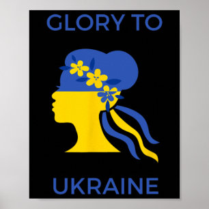 Poster Gloire à la femme d'Ukraine avec le drapeau ukrain