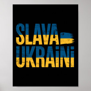Poster Gloire à l'Ukraine Couleurs du drapeau ukrainien D