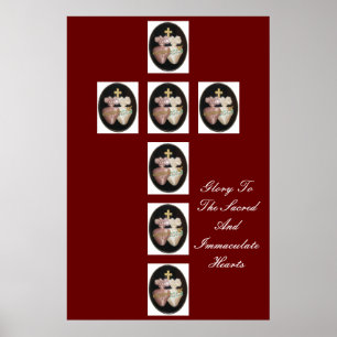 POSTER GLOIRE AUX COEURS SACRÉS ET IMMACULÉS