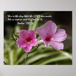 Poster Gloire du matin rose avec vers du psaume 118:24
