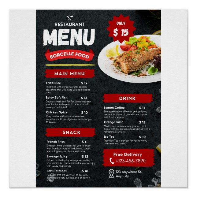 Poster Glossy Menus (Devant)