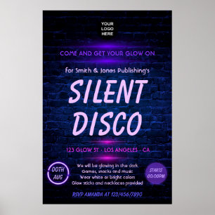 Poster Glow in the Dark Neon Invitation de la fête de l'e