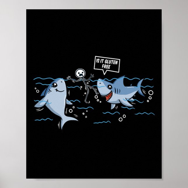 Poster Gluten Free Shark Cadeau Maladie coeliaque (Devant)