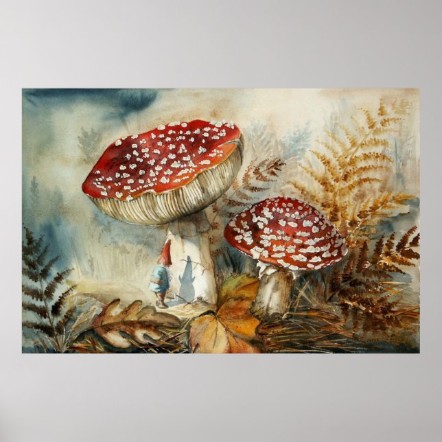 Poster gnome aquarelle (Devant)