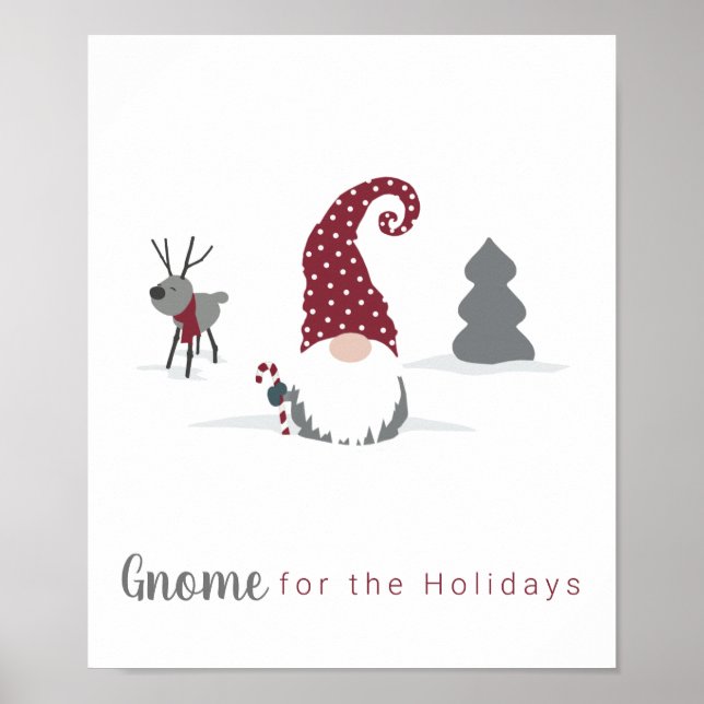 Poster Gnome et Reindeer Scandinavian Tomte design (Devant)