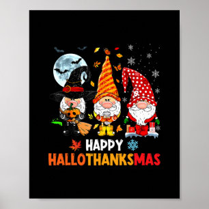 Poster Gnome Hallothanksmas Halloween Action de grâce Chr