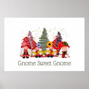 Poster Gnome Rouge Vert Elfe Gnome Gnome Sucré