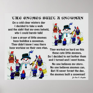 POSTER GNOMES CONSTRUIRE SNOWMAN