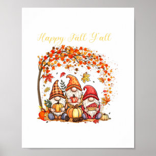 Poster Gnomes d'automne Heureux automne à tous Feuilles d