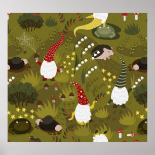 Poster Gnomes de jardin : Faune de flore humoristique.