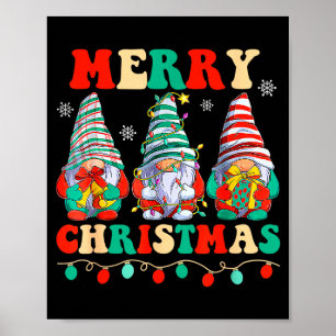 Poster Gnomes Famille Joyeux Noël Xmas Pyjama Mignon
