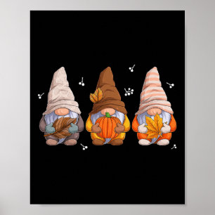 Poster Gnomes Gnomes d'action de grâces avec Feuilles Cit