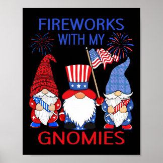 Poster Gnomes léopard du 4 juillet Feu d'artifice América
