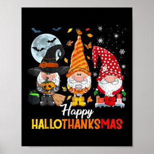 Poster Gnomes Lover Halloween Joyeux Noël Joyeux Happy Ha