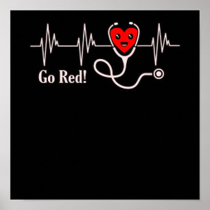 Poster Go Red Heartbeat Sensibilisation aux maladies card