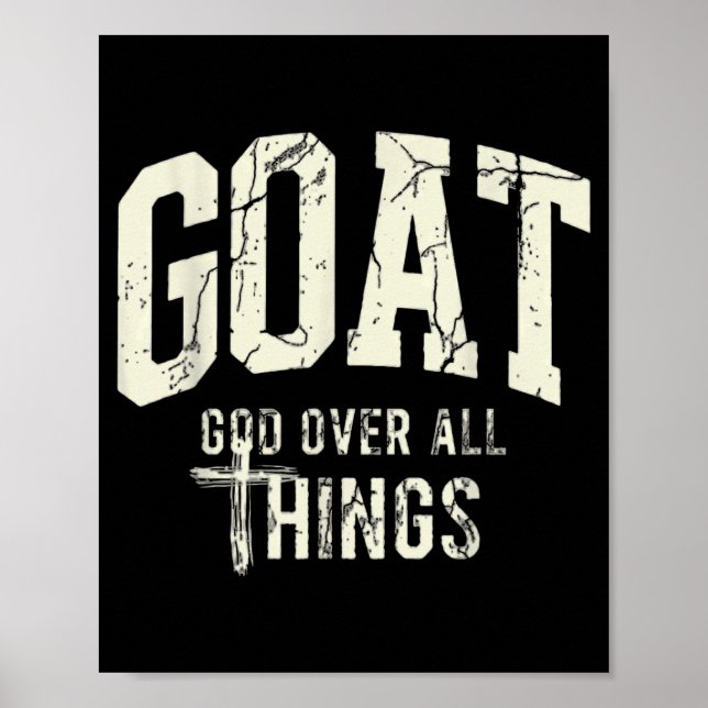 Poster Goat God Over Thing Christian Funny Saying Design (Devant)