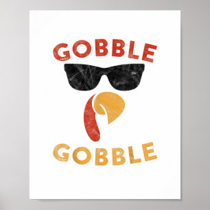 Poster Gobble Gobble Turquie Thanksgiving Day Cadeaux Vin