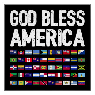 Poster God Bless America All Countries Latino Pride I