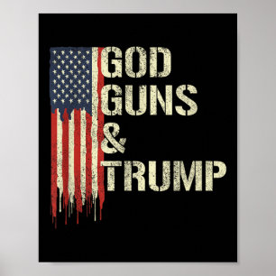 Poster God Guns Et Trump I 2e Amendement Trump Drapeau